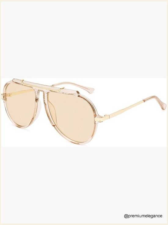 Retro Oversized Aviator Sunglasses Square Frame UV Protection main image 7